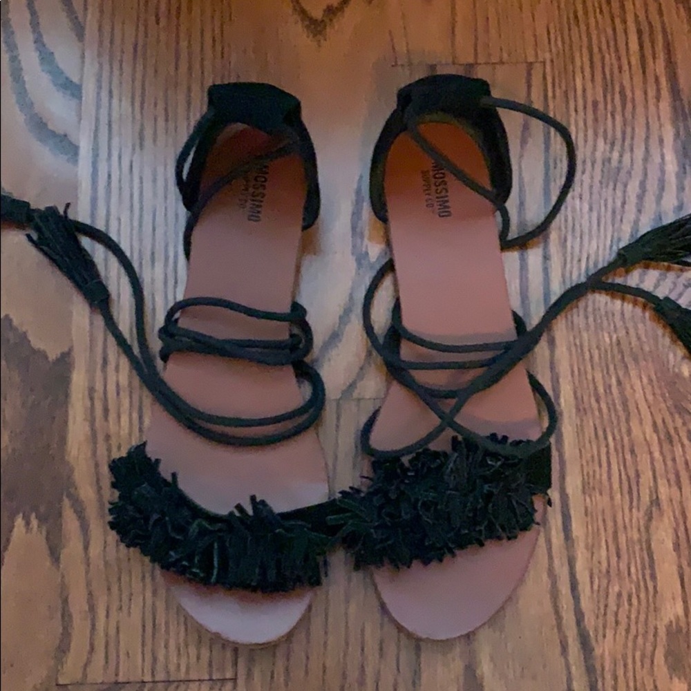 Black wrap up sandals
